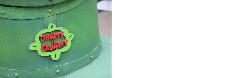 Large Dumpit to crumpit trash shoot close shot image.